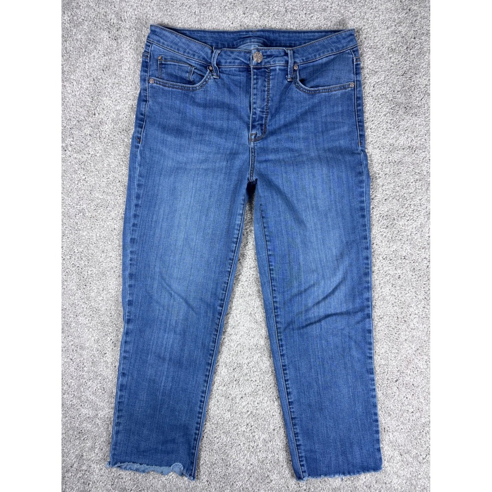 Seven7 Shelby Women's Blue Denim Cropped Frayed Hem Jeans Size 10